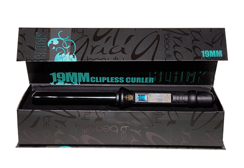 Black 19MM Ceramic Clipless Curler By Aria Beauty Hair